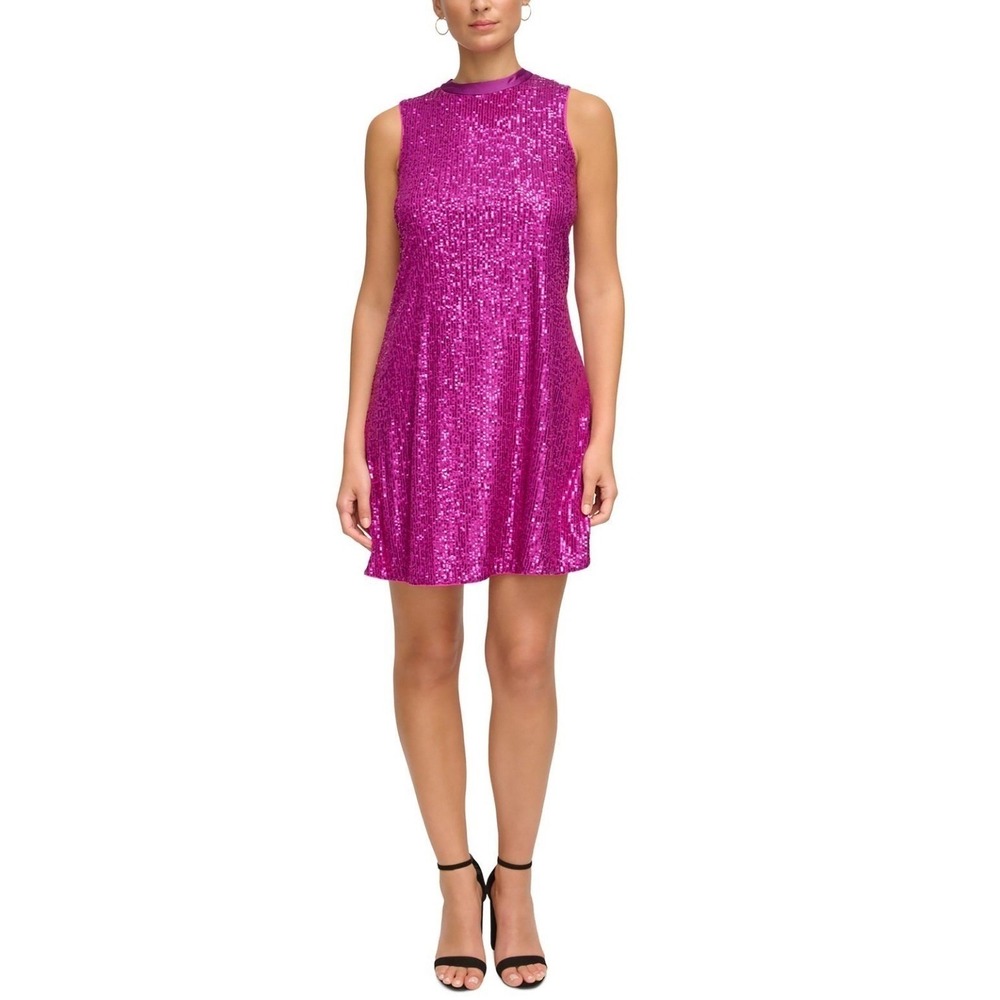 Kensie Sequin Shift Sleeveless Dress Fuchsia Pink Size‎ 4 Formal Party Glam NWT